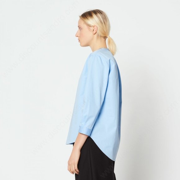 Sandro Top With Beaded Jewelled Collar Sky Blue - Picture 4 of 9
